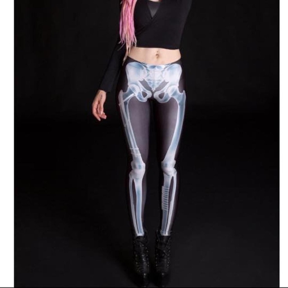 BADINKA Radioactive Skeleton Print Leggings